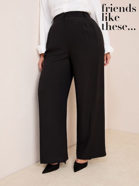 Friends Like These Black Curve Premium Elastic Back Tailored Wide Leg Trousers (F15391) | 2,223 UAH