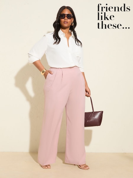 Friends Like These Pink Curve Premium Elastic Back Tailored Wide Leg Trousers (F15394) | 2,223 UAH
