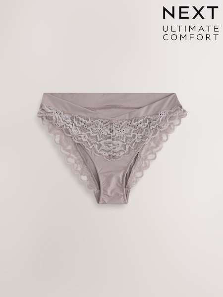 Taupe Ultimate Comfort Lace Back High Leg Knickers (F15437) | €11