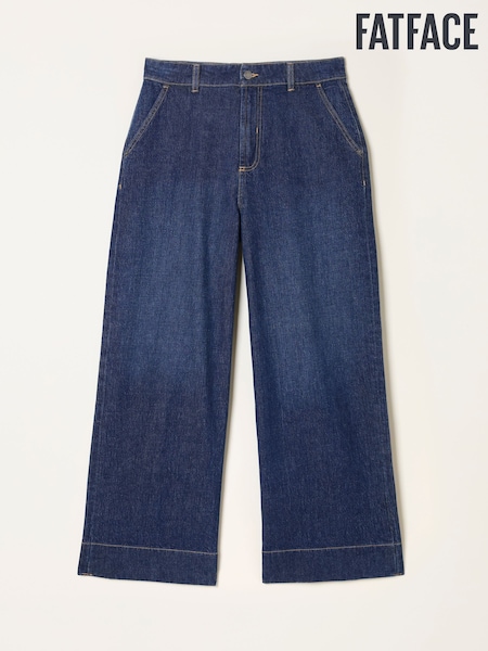 FatFace Hove Denim Dark Blue Wide Leg Crop Jeans (F15452) | AED344