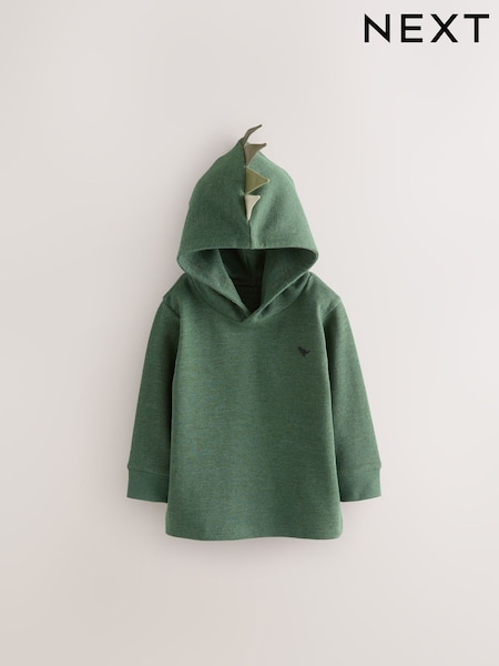 Khaki Green Textured Jersey Dino Spikes Hoodie (3mths-7yrs) (F15489) | €10 - €13