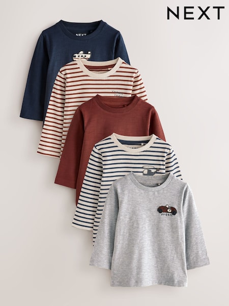 Mutli Transport Long Sleeve T-Shirts 5 Pack (3mths-7yrs) (F15511) | €33 - €39