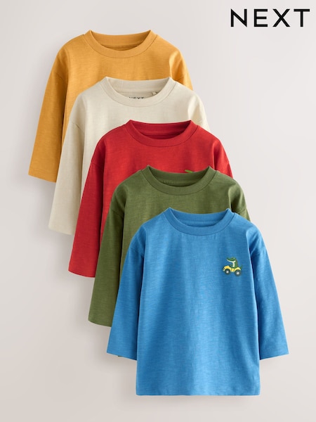 Multi Animals on Transport Long Sleeve T-Shirts 5 Pack (3mths-7yrs) (F15515) | AED107 - AED127