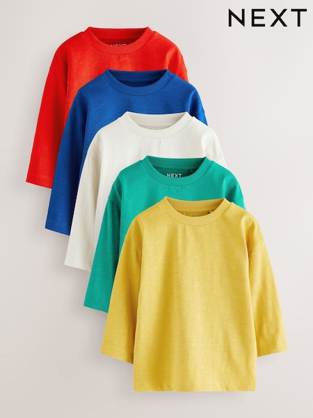 Multi Bright Long Sleeve T-Shirts 5 Pack (3mths-7yrs) (F15518) | AED102 - AED122