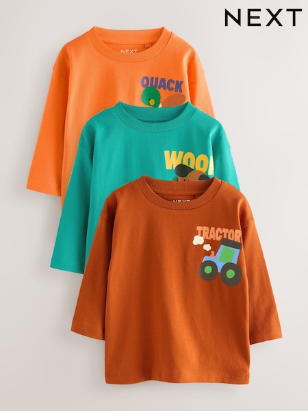 Multi Character Long Sleeve Graphic Print T-Shirts 3 Pack (3mths-7yrs) (F15531) | €20 - €25
