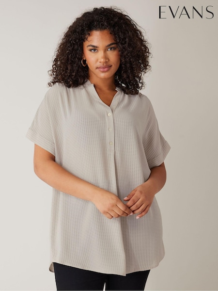 Natural - Evans Half Placket Mânecă scurtă Bluze (F15534) | 268 LEI