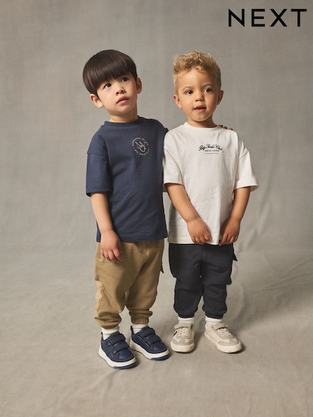 Navy/White Short Sleeve T-Shirt and Utility Joggers Set 2 Pack (3mths-7yrs) (F15540) | €36 - €42