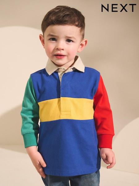 Multi Hotchpotch Long Sleeve Rugby Polo Shirt (3mths-7yrs) (F15545) | AED56 - AED66