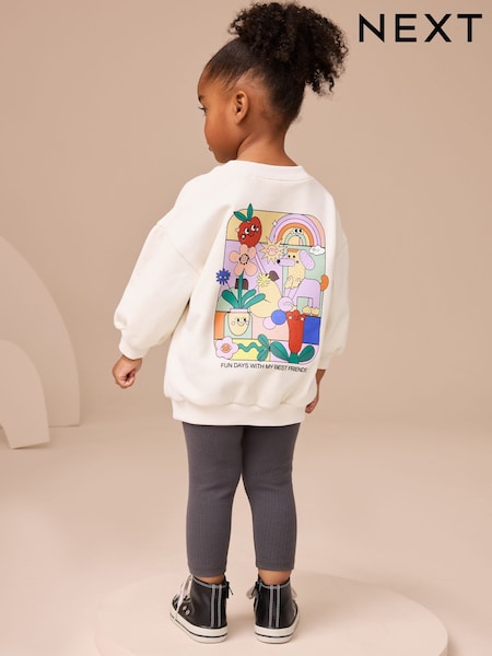 Cream Rainbow Graphic Print Sweatshirt & Leggings Set (3mths-7yrs) (F15559) | €17.50 - €22.50