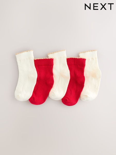 Red Baby Socks 5 Pack (0mths-2yrs) (F15569) | AED33
