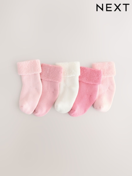 Pink Baby Pink Towel Socks 5 Pack (0mths-2yrs) (F15570) | €9