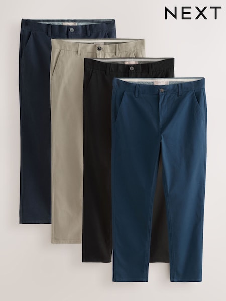 Black/Navy/Stone/Blue Slim Stretch Chino Trousers 4 Pack (F15587) | €100