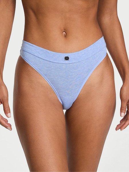 Victoria's Secret Heather Cornflower Blue Thong Cotton Logo Knickers (F15620) | €10.50