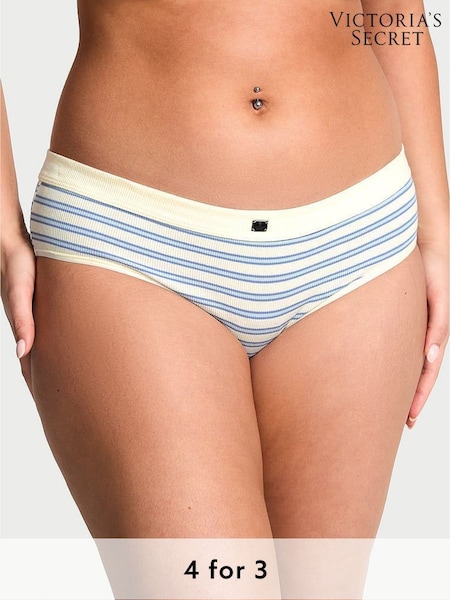 Victoria's Secret Cream Stripe Nude Hipster Cotton Rib Logo Knickers (F15686) | €10.50