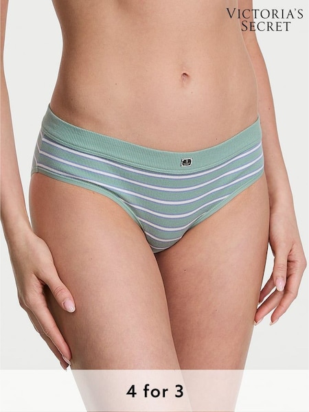 Victoria's Secret Seasalt Green Stripe Hipster Cotton Rib Logo Knickers (F15696) | €10.50