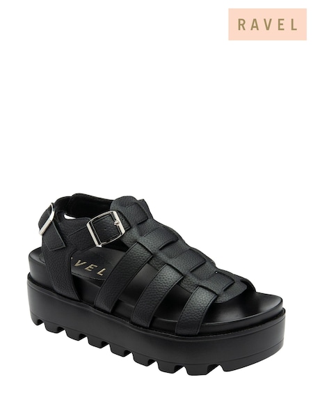 Schwarz - Ravel Römersandalen mit Plateausohle (F15763) | 77 €