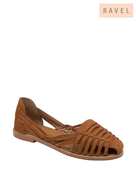 Ravel Brown Leather Slip-On Sandals (F15766) | ₪251