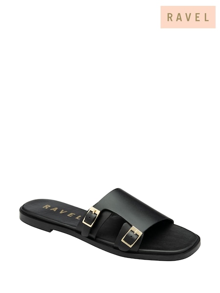Ravel Black Leather Mule Sandals (F15779) | €79
