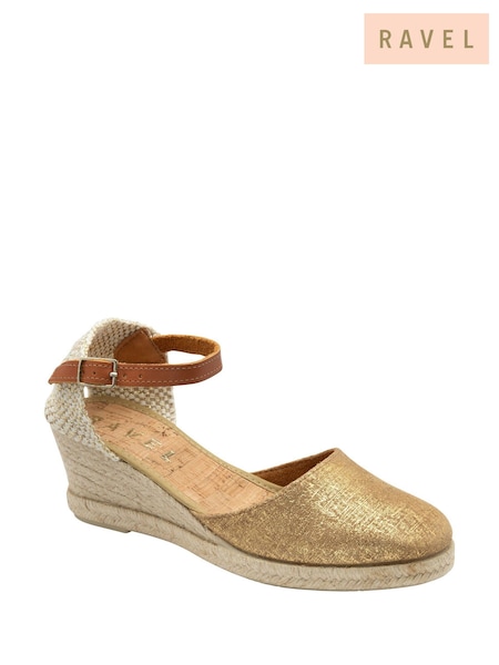 Ravel Gold Leather Espadrille Sandals (F15786) | €107