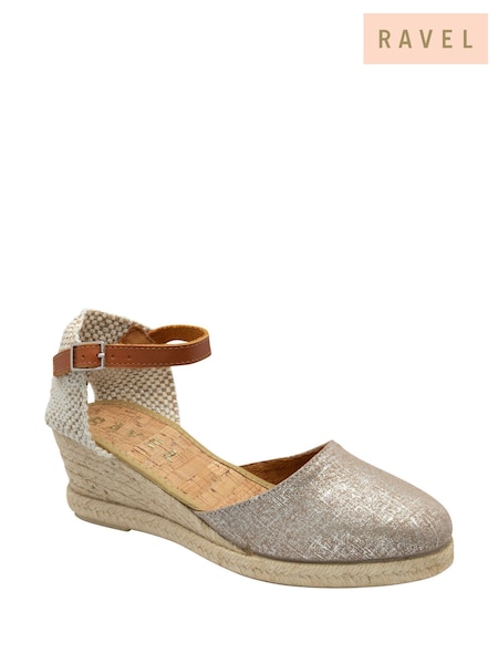Ravel Silver Leather Espadrille Sandals (F15787) | €95