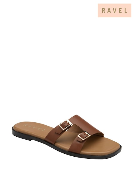Ravel Brown Leather Mule Sandals (F15794) | €79