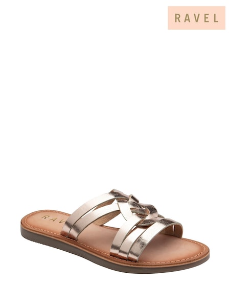 Aur - Ravel Leather Flat Mule Sandals (F15796) | 335 LEI