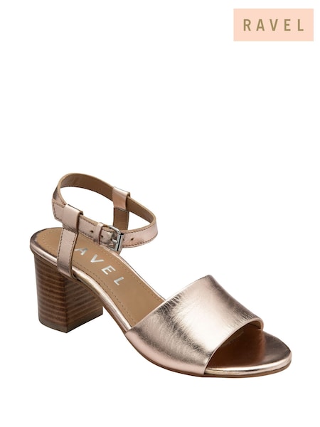 Ravel Gold Leather Peep-Toe Sandals (F15800) | 322 QAR