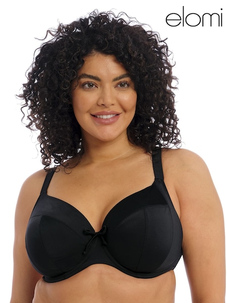 Black - Elomi Plain Sailing Underwired Bikini Top