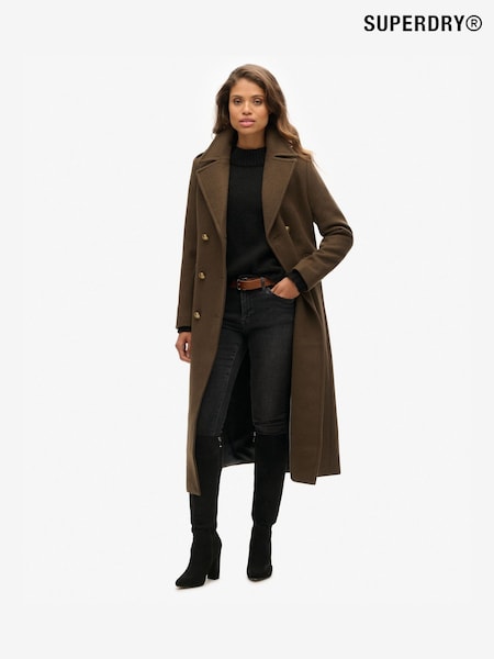 Superdry Green Double Breasted Wool Coat (F15820) | €224