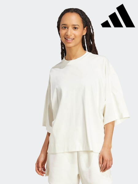 adidas White ALL SZN Soft Lux Loose 100% Cotton T-Shirt (F15933) | €50