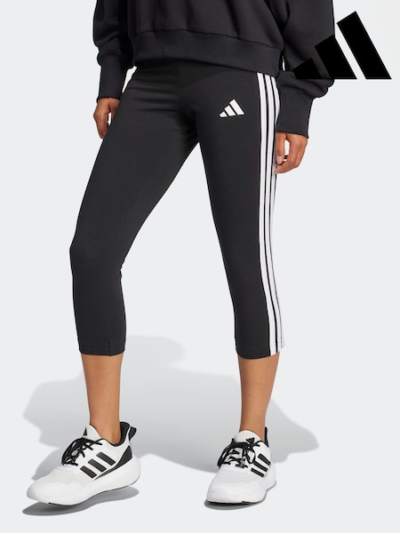 adidas Black 3-Stripes Mid Rise Capri Leggings (F15954) | R$ 225