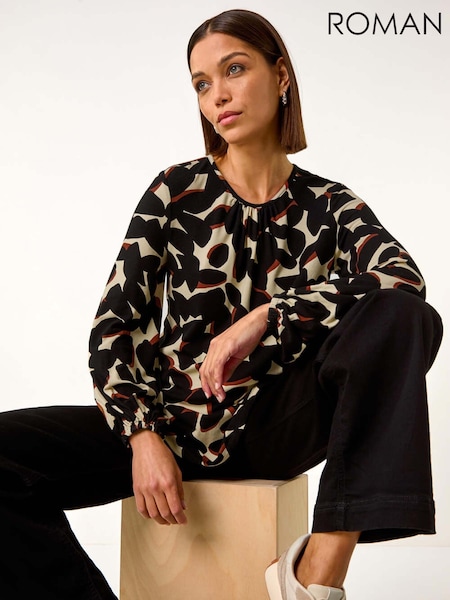 Roman Abstract Print Textured Top (F15994) | 66 €