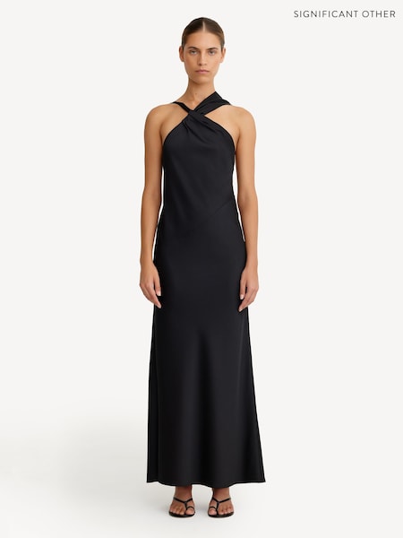 Significant Other Black Lucile Draped Maxi Dress (F16016) | AED1,601