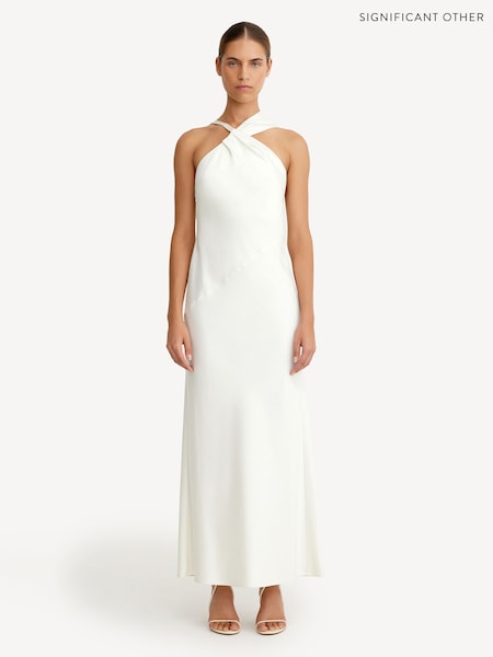 Significant Other Brill White Lucile Draped Maxi Dress (F16017) | AED1,601