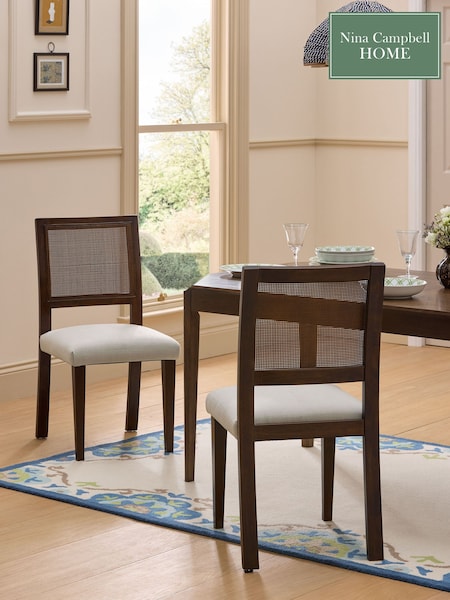 Nina Campbell Set of 2 Natural Avery Cane Dining Chairs (F16096) | €377