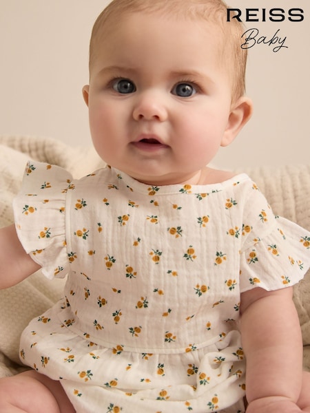 Reiss Eleanora Cotton Seersucker Floral Print Romper (F16432) | kr762