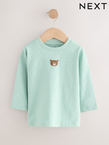 Mineral Blue Bear Long Sleeves Semi Plain T-Shirt (3mths-7yrs) (F16534) | AED20 - AED30