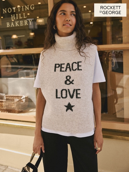 Rockett St George Oatmeal Peace and Love Knitted Vest (F16620) | R$ 385
