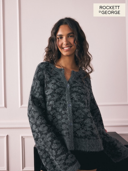 Rockett St George Black Leopard Sequin Cardigan (F16625) | €66