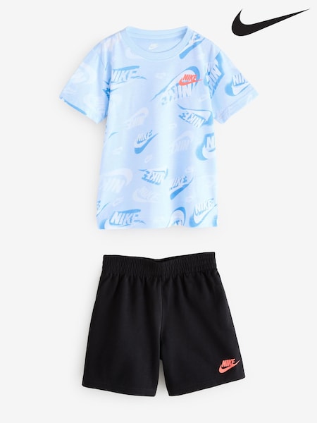 Nike Black Little Kids All Over Print T-Shirt and Shorts Set (F16680) | €46
