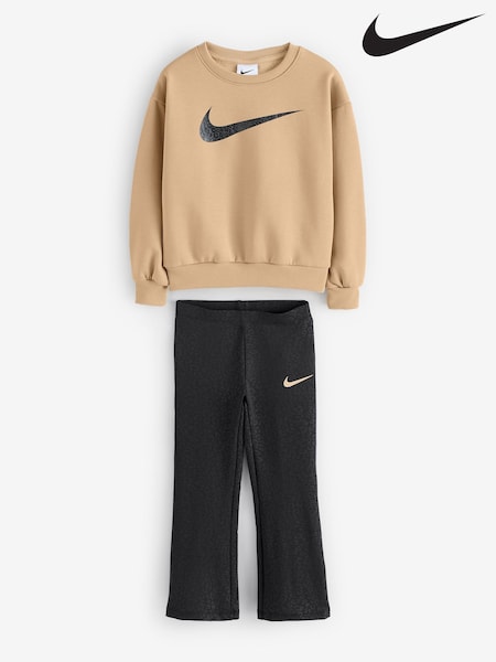 Noir - Nike Ensemble sweat-shirt et legging évasé Little Kids Swoosh Spirit (F16710) | € 20