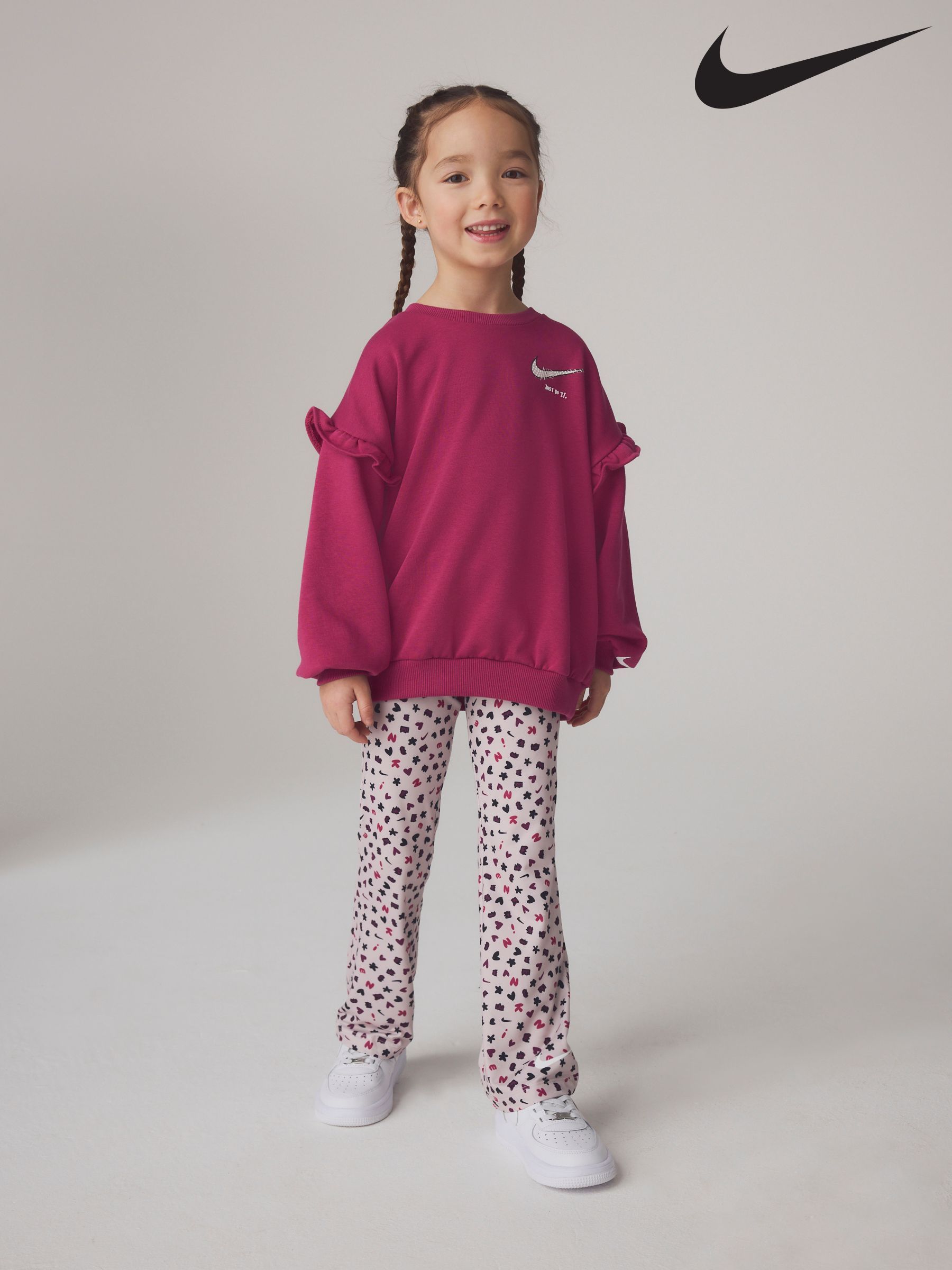 pink and gray nike outfit