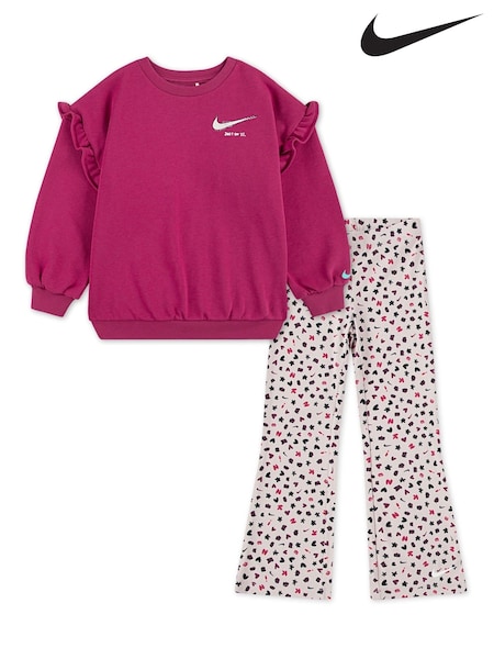 Nike Pink Little Kids Femme Crew Sweatshirt and Flared Legging Set (F16748) | €56