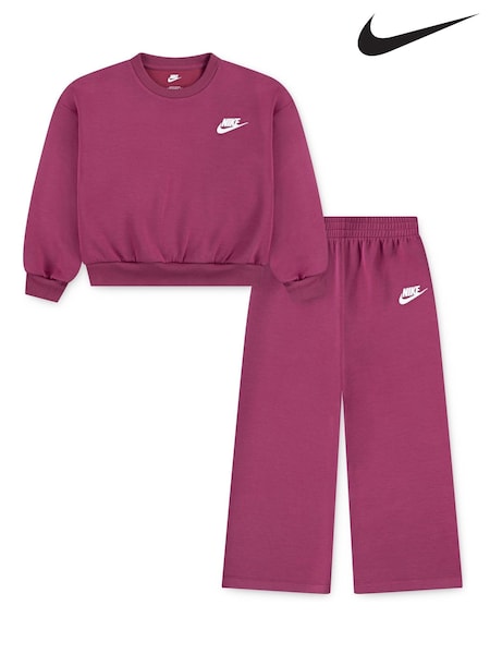 Nike Purple Little Kids Club Crew and Wide Leg Joggers Set (F16753) | €60