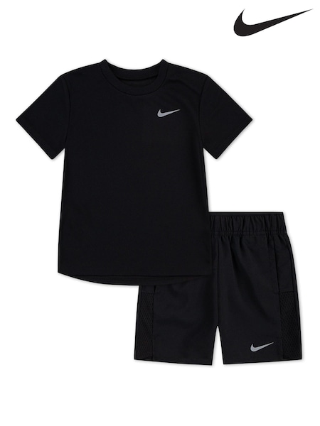 Nike Black Little Kids Miler T-Shirt and Challenger Shorts Set (F16763) | €42