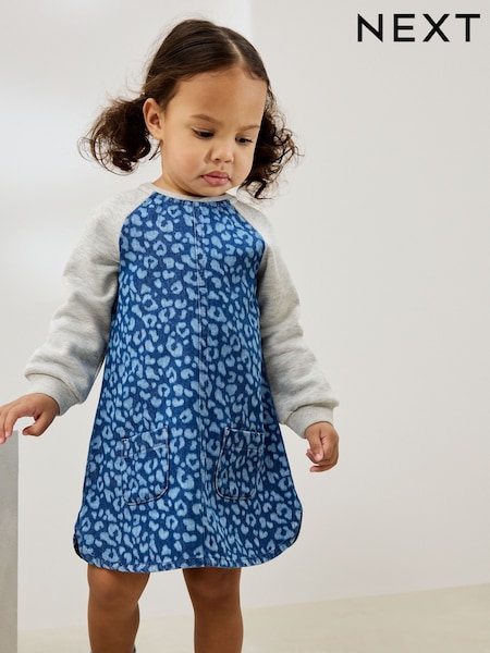 Animal Print Raglan Denim Dress (3mths-8yrs) (F16795) | €16.50 - €20