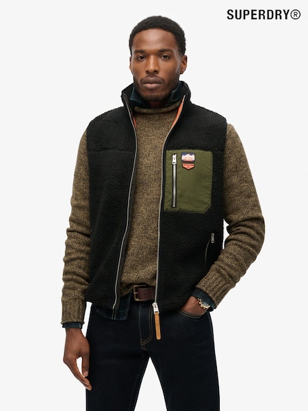 Superdry Black Vintage Retro Fleece Gilet (F16817) | €101