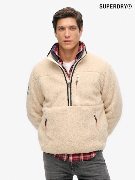 Cream - Superdry Outdoor Half Zip Boxy Fleece (F16825) | 521 LEI