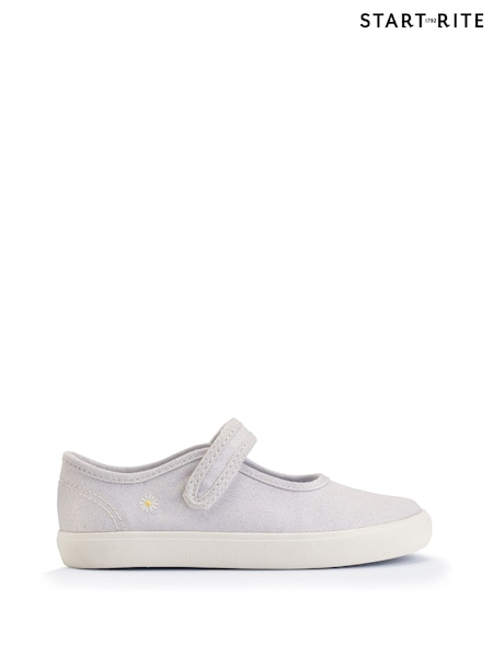 Start-Rite Lemonade Silver Glitter Mary Jane Canvas Shoes (F16870) | €43