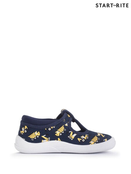 Digger - Start-Rite Wriggles Red Digger Print T-Bar Canvas Shoes (F16873) | kr357
